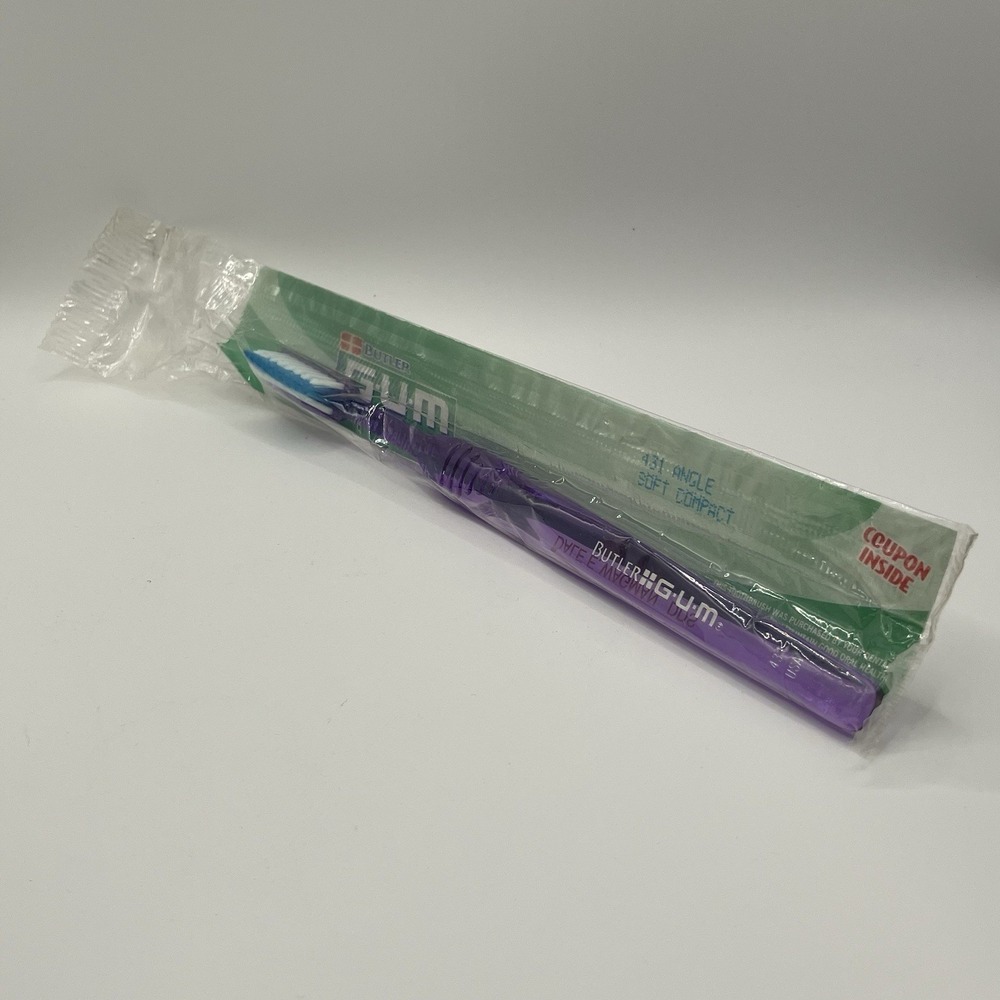 Vintage Gum Toothbrush / 431 Angle Soft‎ Compact / Butler / Purple Handle